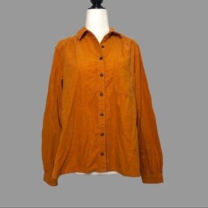 ❤️ S ❤️ NWT Anthro Buttondown Corduroy Patch Pocket Long Sleeve Collar